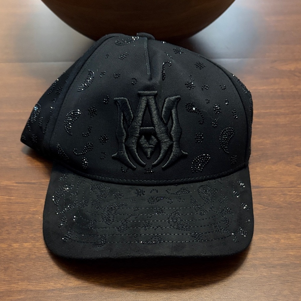 Black Embroidered Logo Crystal Accent Baseball Cap Belico